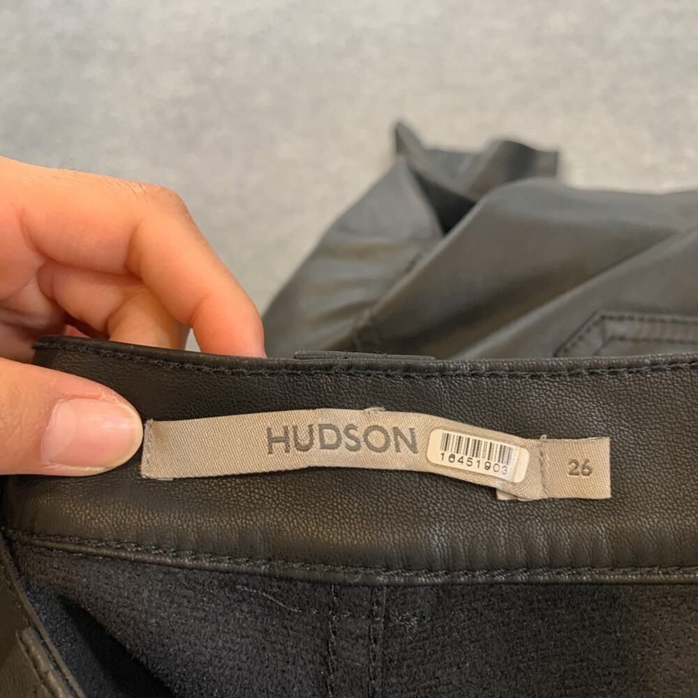 Hudson Pants Womens 26 Black Heidi High Rise Wide Faux Leather Cargo Pockets - Picture 7 of 13